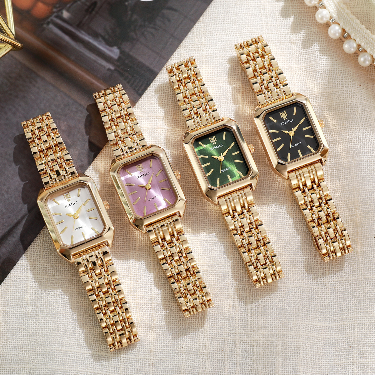 2024 New Women's Watch Fashion Simple Quartz Watch Steel Band Square Women's Watch Light Luxury Watch Women's Niche High-End Sense