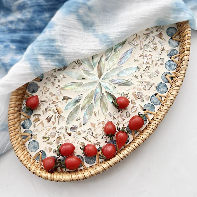 Vietnam tela de caña bandeja de conchas de tela de