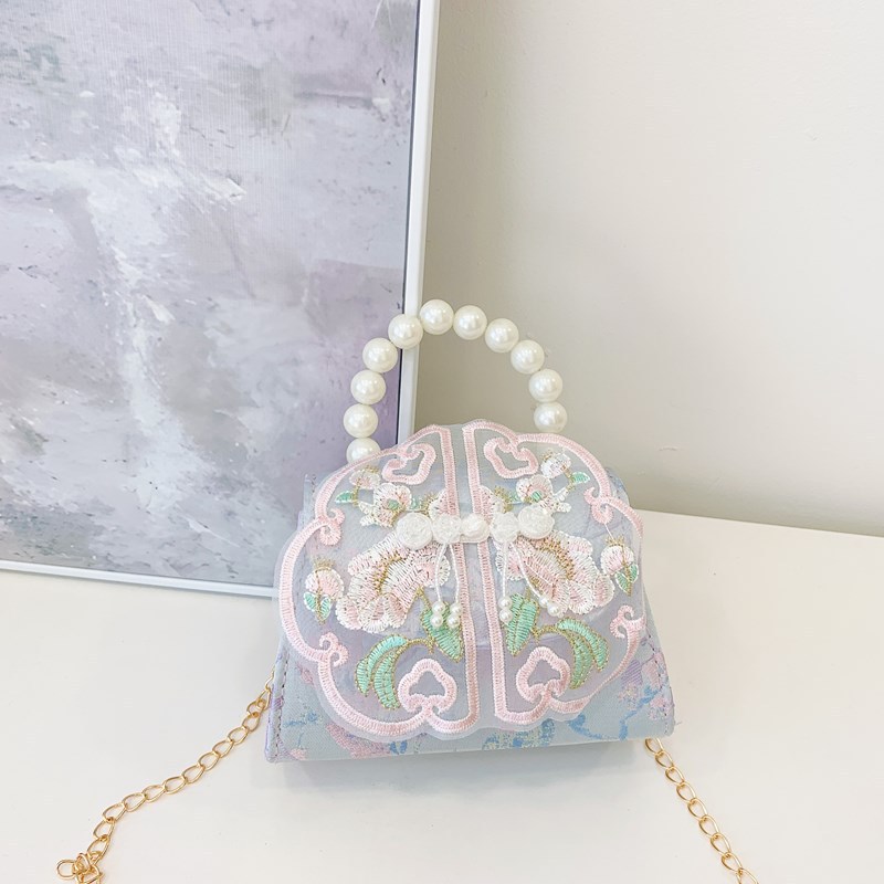 Nuevo estilo chino retro bolso de perla de viento 2025 bolso de cambio sobre rojo bolso de princesa de niñas Hanfu