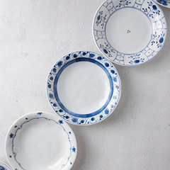 日本進口 波佐見燒 青花繪變釉下彩陶瓷意面盤 湯盤陶瓷餐具