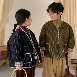 Children's Cotton-Padded Clothes 2025 Winter Style for Boys and Girls Korean Style Quilted Floral Cotton-Padded Clothes Kidsren's Casual Thickeneded Hemmed Jackets