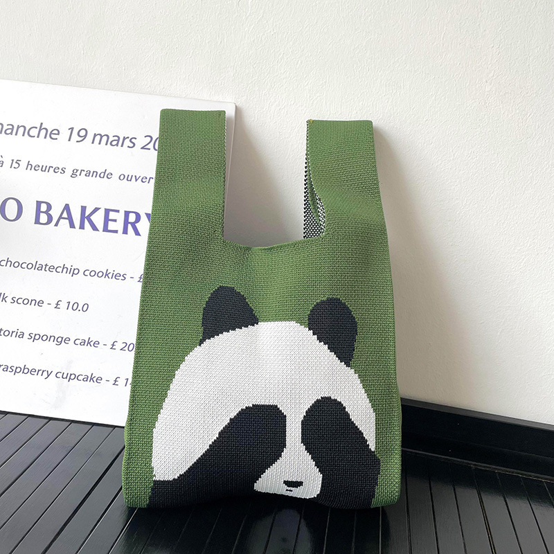 Bolsas de nicho de diseño de pandas lindos bolsas de mano de punto bolsas de mano estudiantes personalidad bolsas de brazo fábrica al por mayor
