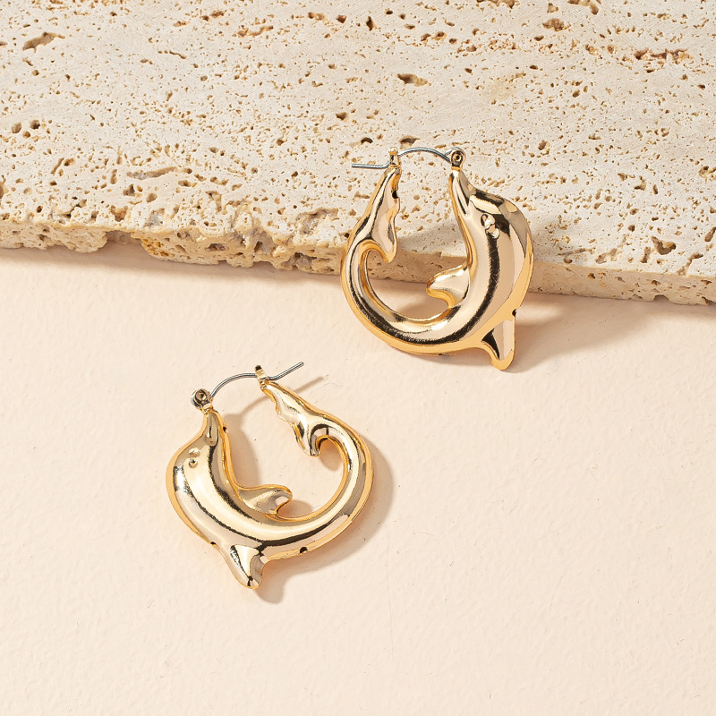 Fashion Simple Style Dolphin Alloy Plating Women's Earrings display picture 5