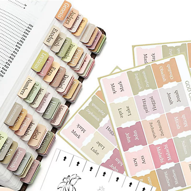 6 Foreign Trade Bible Index Labels Waterproof Color Notebook Bookmarks Bible Classification Marks