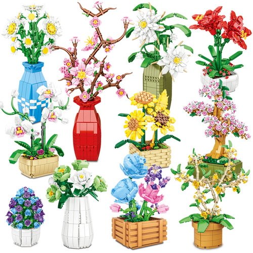 Zhengbo small-particle assembled building block flower DIY creative national trend rose flower is compatible with a high-education assembled toy