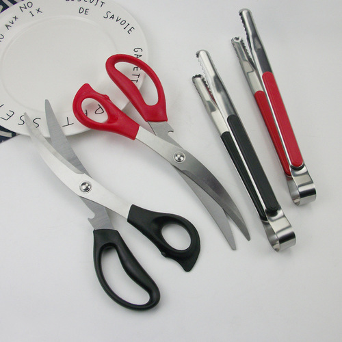 Korean stainless steel barbecue crescent scissors chicken steak steak scissors kitchen scissors barbecue scissors cooking restaurant
