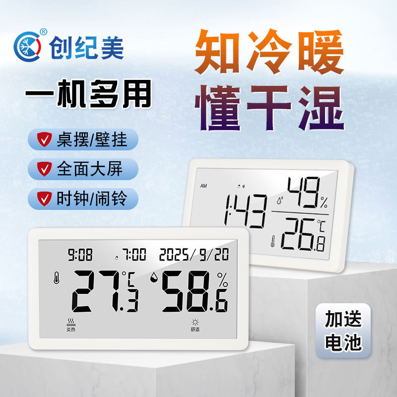 Thermohygrometer Indoor Household High-Precision Wall-Mounted Kidsren's Room Room Temperature Dry and Wet Thermometer Temperature Sensor
