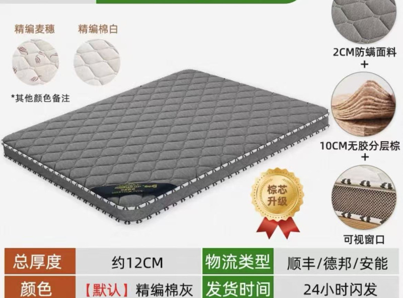 天然椰棕床垫硬垫子家用卧室儿童榻榻米折叠软垫席梦思出租房专用|undefined