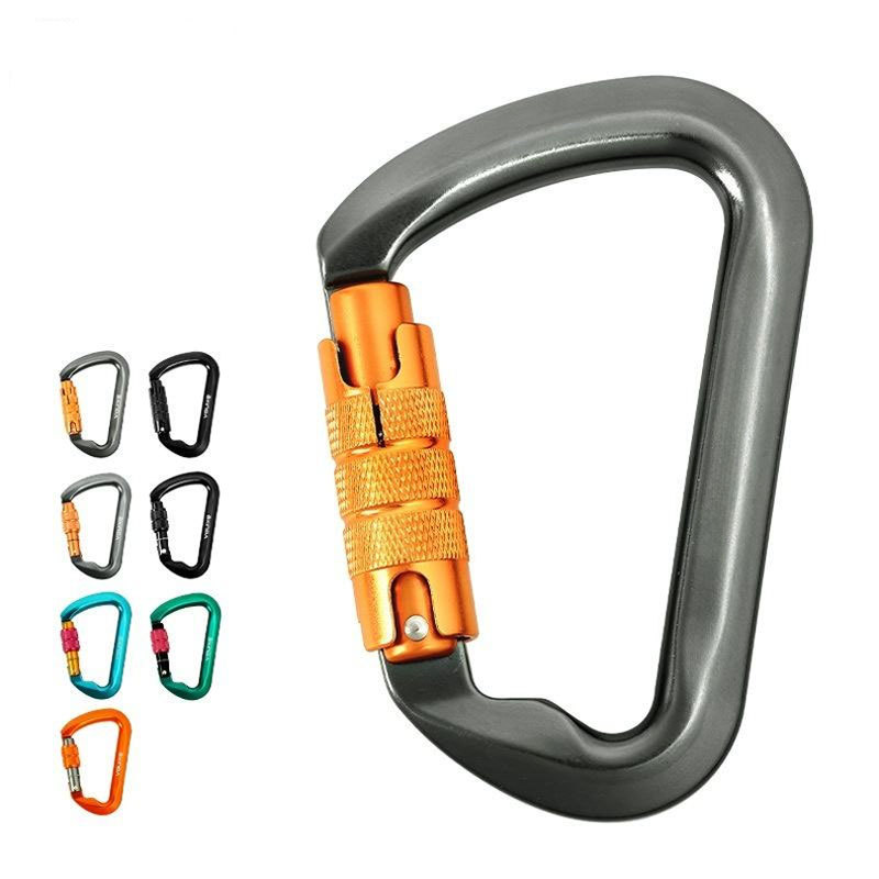 Outdoor Climbing Equipment Safety Connection Buckle Rope Hook Carabiner Aluminum Alloy D-Type Spring Lock Buckle Safety Buckle