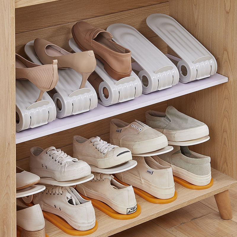 Adjustable Simple Shoe Rack Space-Saving Household Simple Plastic Double-Layer All-In-One Thickened Folding Shoe Storage Rack