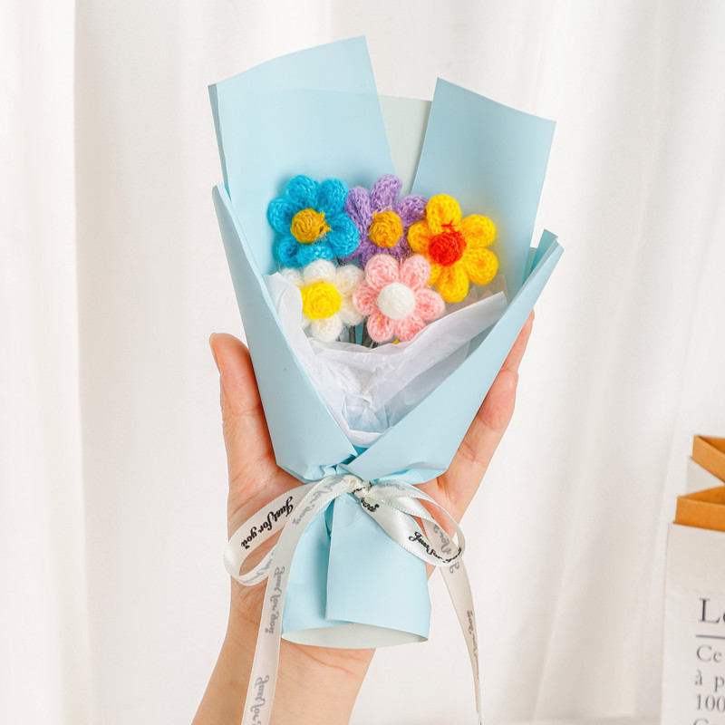 Regalos creativos de Acción de Gracias y Navidad, flores de punto, pequeños ramos, decoraciones florales de hilo, adornos, regalos de Año Nuevo