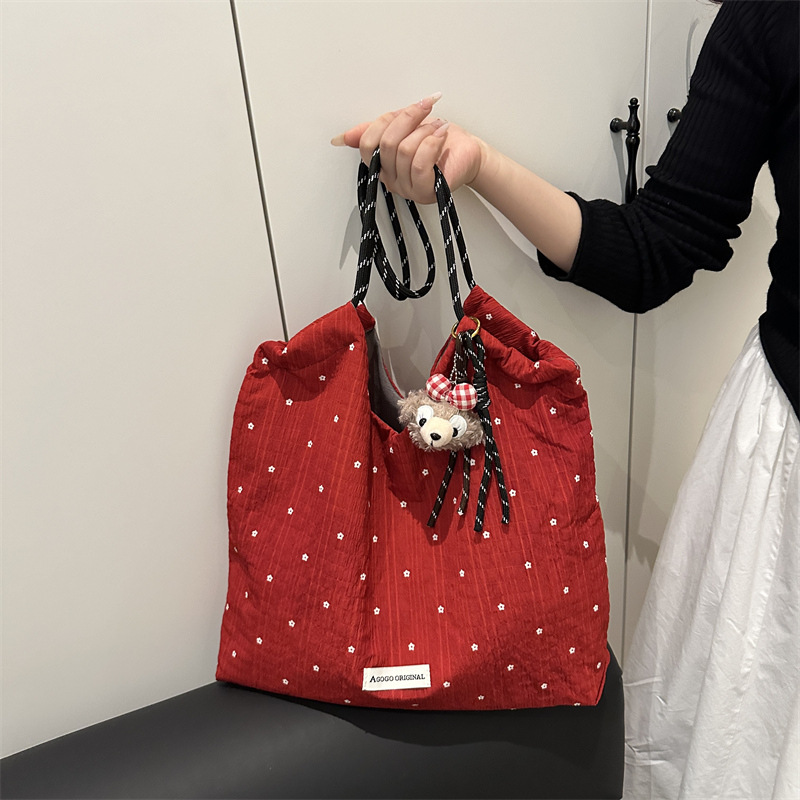 Bolsos de mujer 2025 nuevo estilo verano simple estilo casual bolso Tote bolso de lona clásico lunares bolso de moda de mensajero de un solo hombro