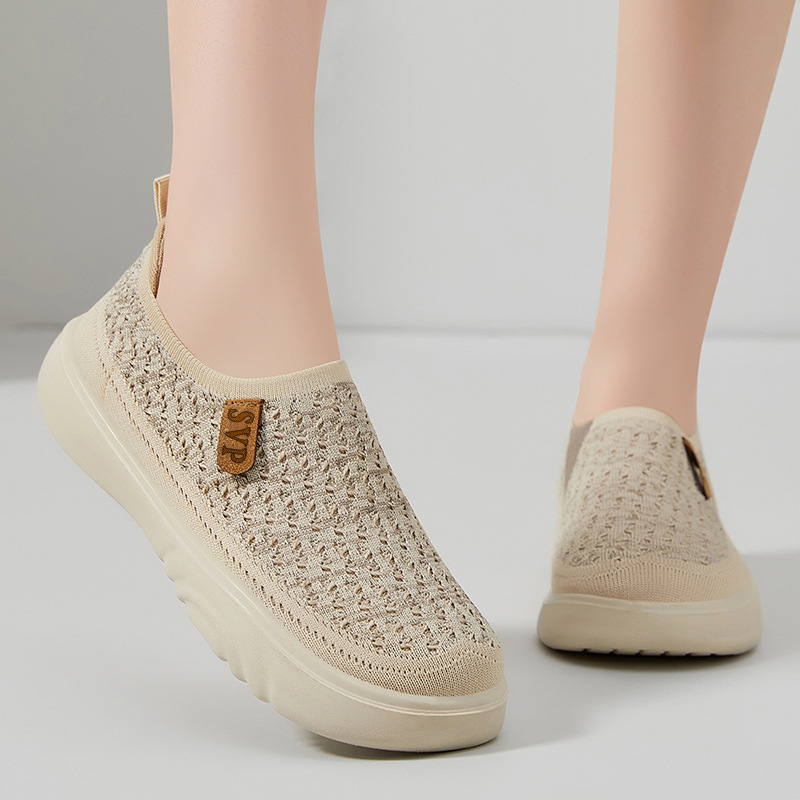 El Jin Seyuan| Zapatos de primavera de mujer, zapatos casuales ligeros, zapatos de madre suaves, zapatos de malla transpirables al por mayor