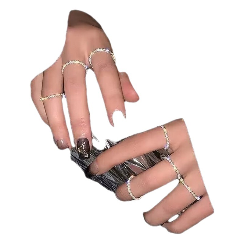 Corea del Sur anillo de plata brillante anillo estrellado femenino nuevo nicho anillo liso ins disco saltando anillo de dedo índice