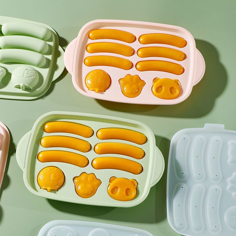 宝宝辅食模具食品级硅胶可蒸耐高温婴儿蒸糕卡通香肠米糕家用