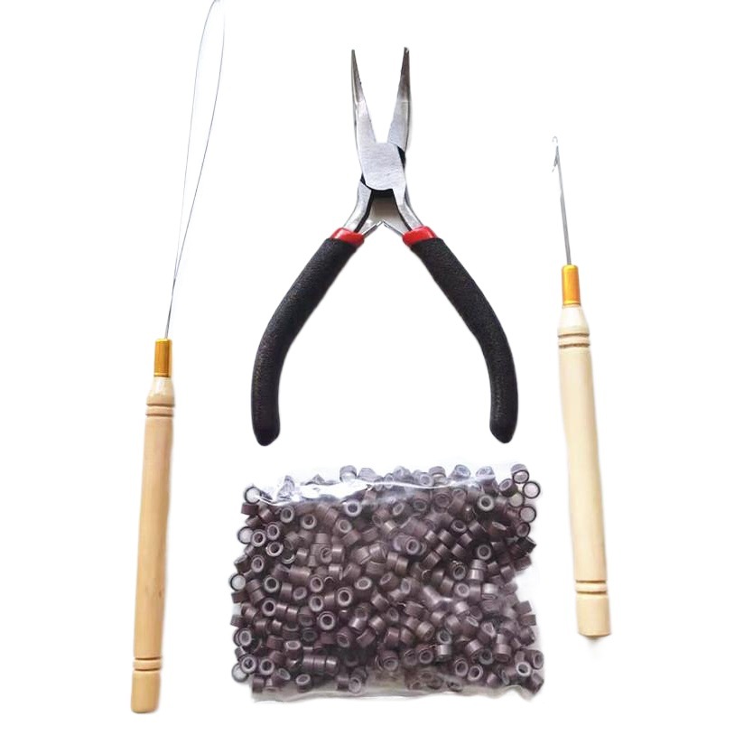 Amazon AliExpress nueva herramienta peluca caliente alicates de extensión de pelo crochet hebilla de silicona conjunto de cuatro piezas