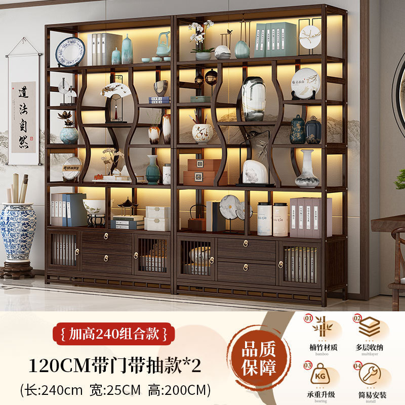 架实木中式茶叶展示柜茶架子置物架茶室茶柜茶具摆件收纳柜子|undefined