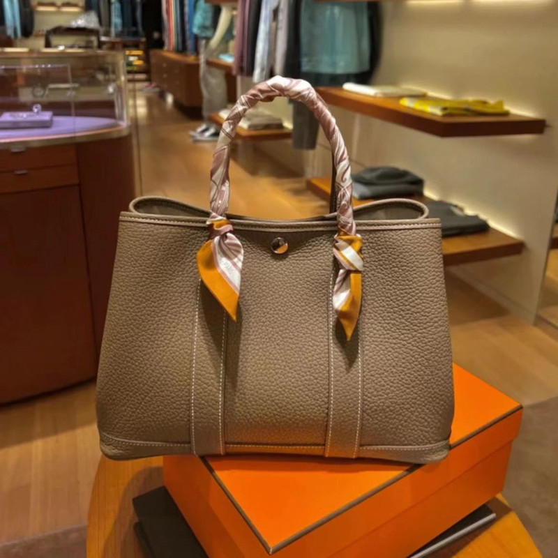 Hand-Stitched Wax Thread Genuine Leather Garden Bag Tc Cowhide Large Capacity Tote Satchel Shopping Bag Mommy Bag Versatile for Women