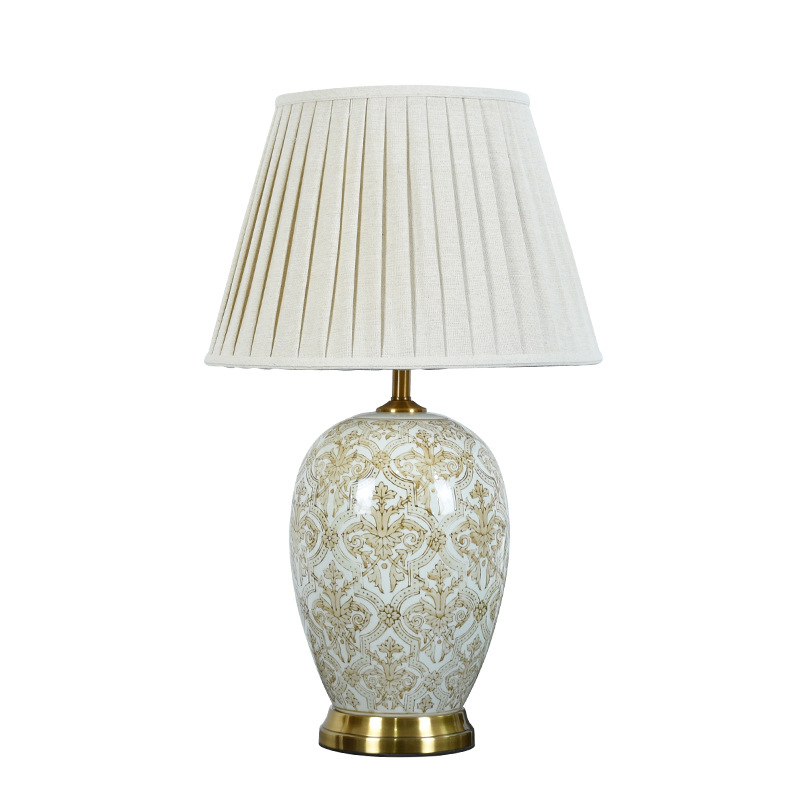 HEIKESZ Vintage Ceramic Table Lamp American Retro Bedside Light for Living Room Bedroom Home Decoration
