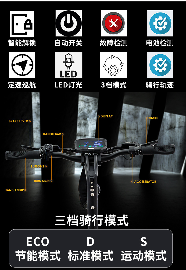 HEZZO manufacturers electric scooter 1600W dual drive motor 60V23AH outdoor off-road commuter foldable