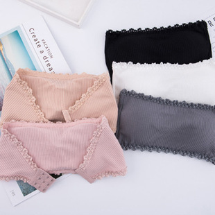 Wholesale summer beautiful back thread cotton one-word wrap chest tube top anti-light with chest pad three-row buckle underwear