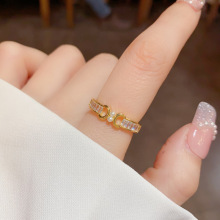 轻奢小众设计感锆石珍珠戒指女气质开口戒时尚简约百搭个性指环