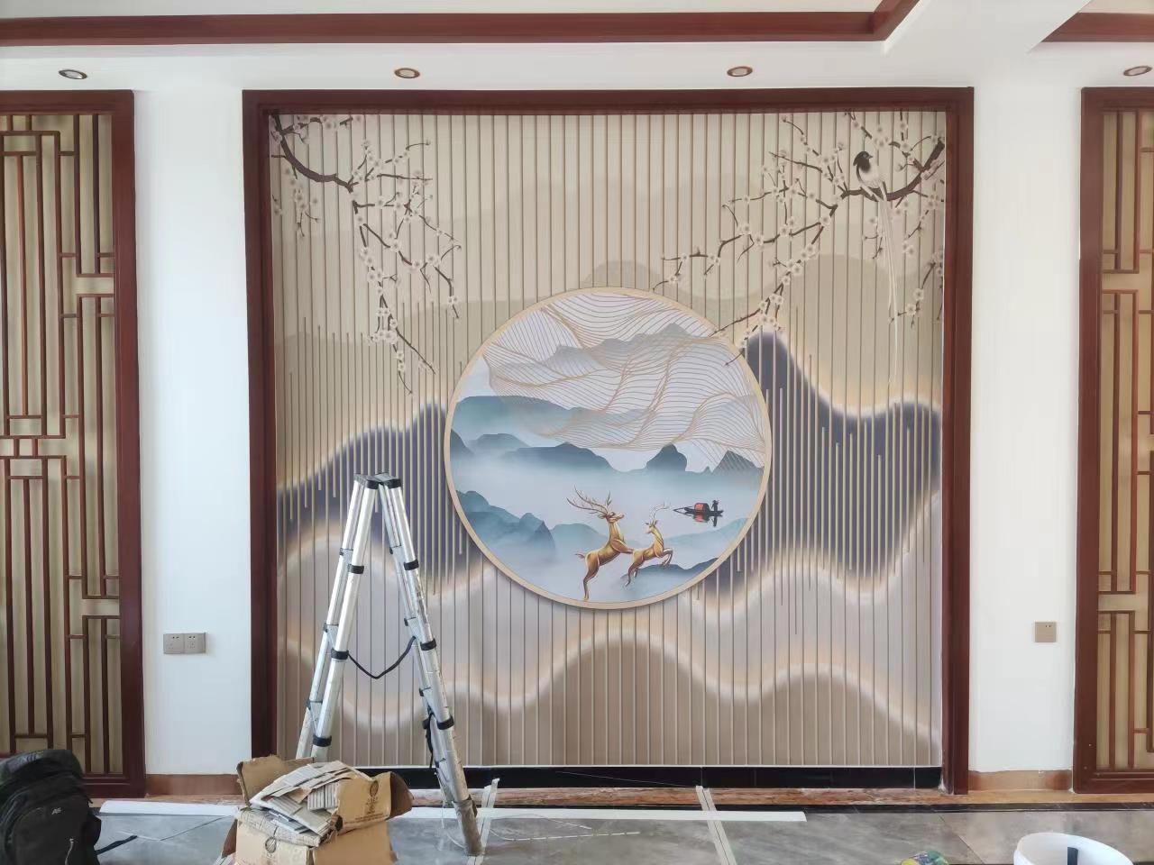 背景墙新中式格栅