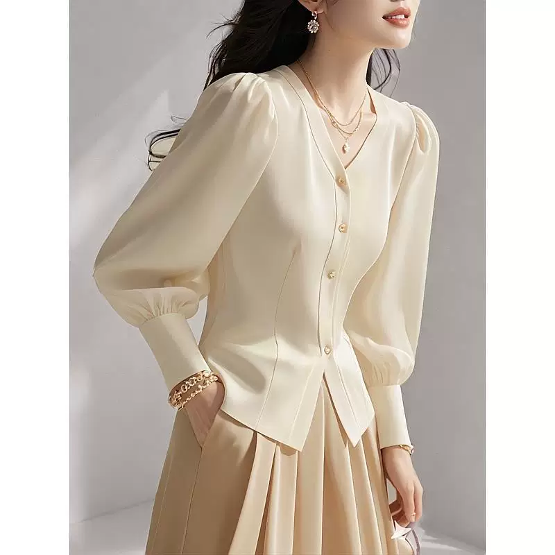 Ав Autumn apricot shirt, Chanel style, french style