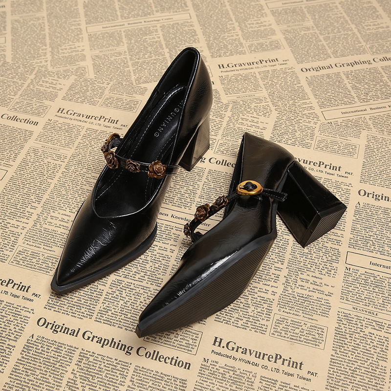 Sheepskin Version 98581-15 High-Heeled Elegant French-Style Pointed-Toe High Heels 2025 Autumn New Mary Jane Shoes Sheepskin Version 98581-15 High-Heeled Elegant French-Style Pointed-Toe High Heels 2025 Autumn New Mary Jane Shoes