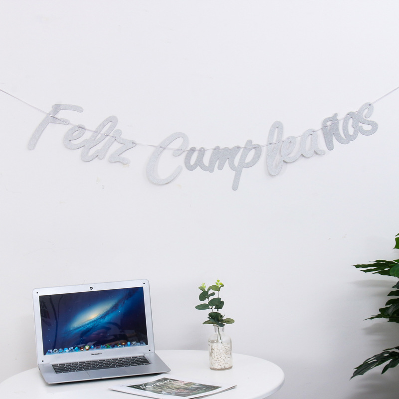 Glitter letras cumpleaños bandera decoración fiesta suministros colgando bandera estilo occidental con Font banner Fondo pared