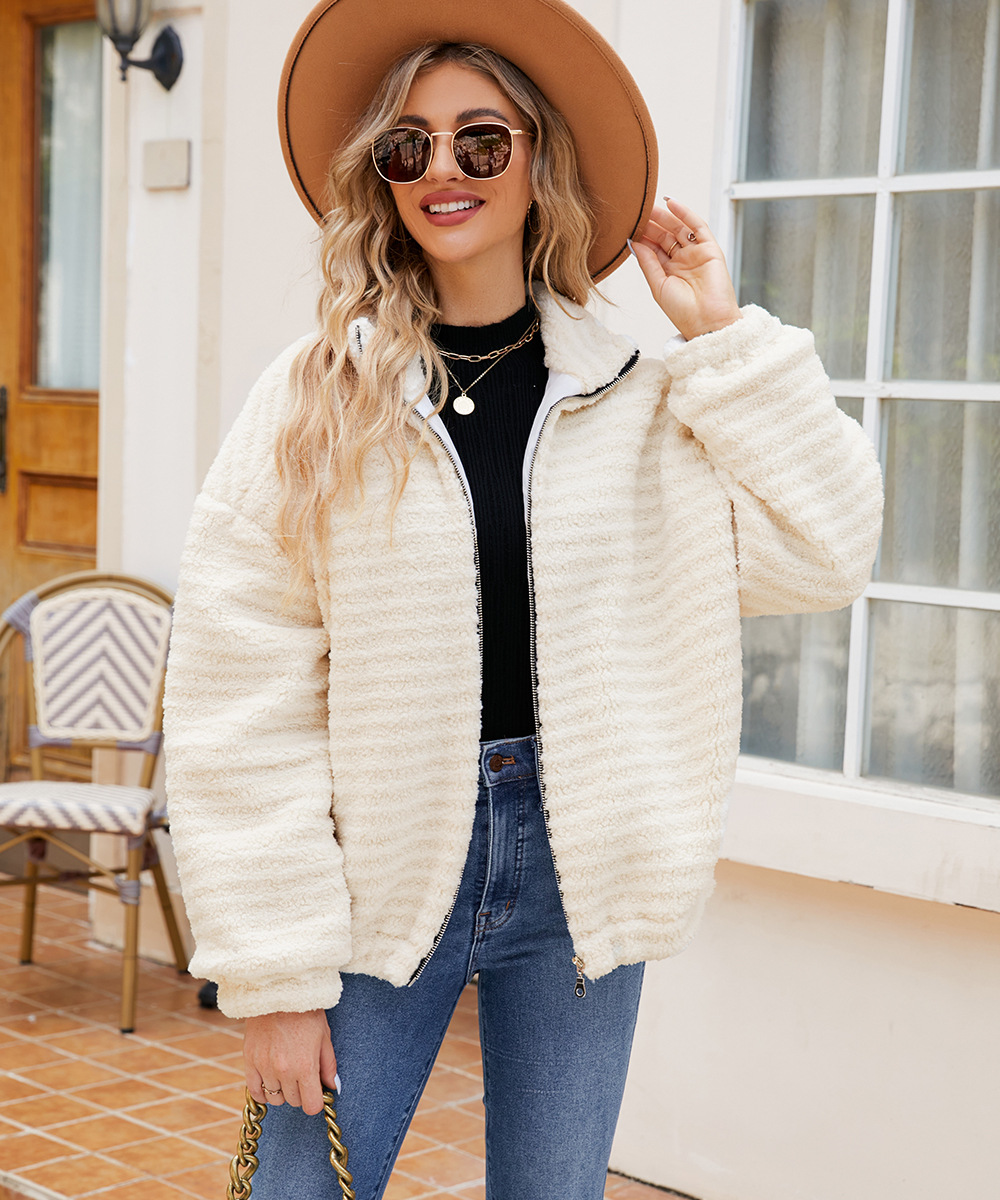 Women's Plush Cardigan Coat Long Sleeve Winter Jacket For Women_voghion.com