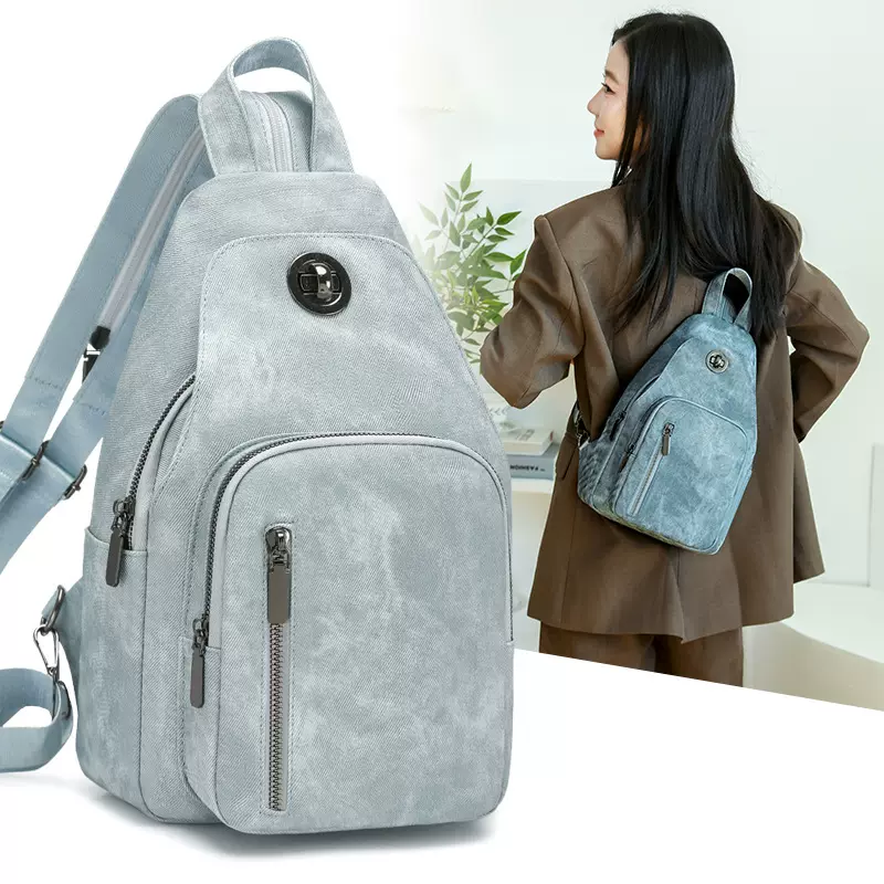 跨境新款时尚女士背包多用防盗拉链背包复古潮搭胸包休闲双肩包女