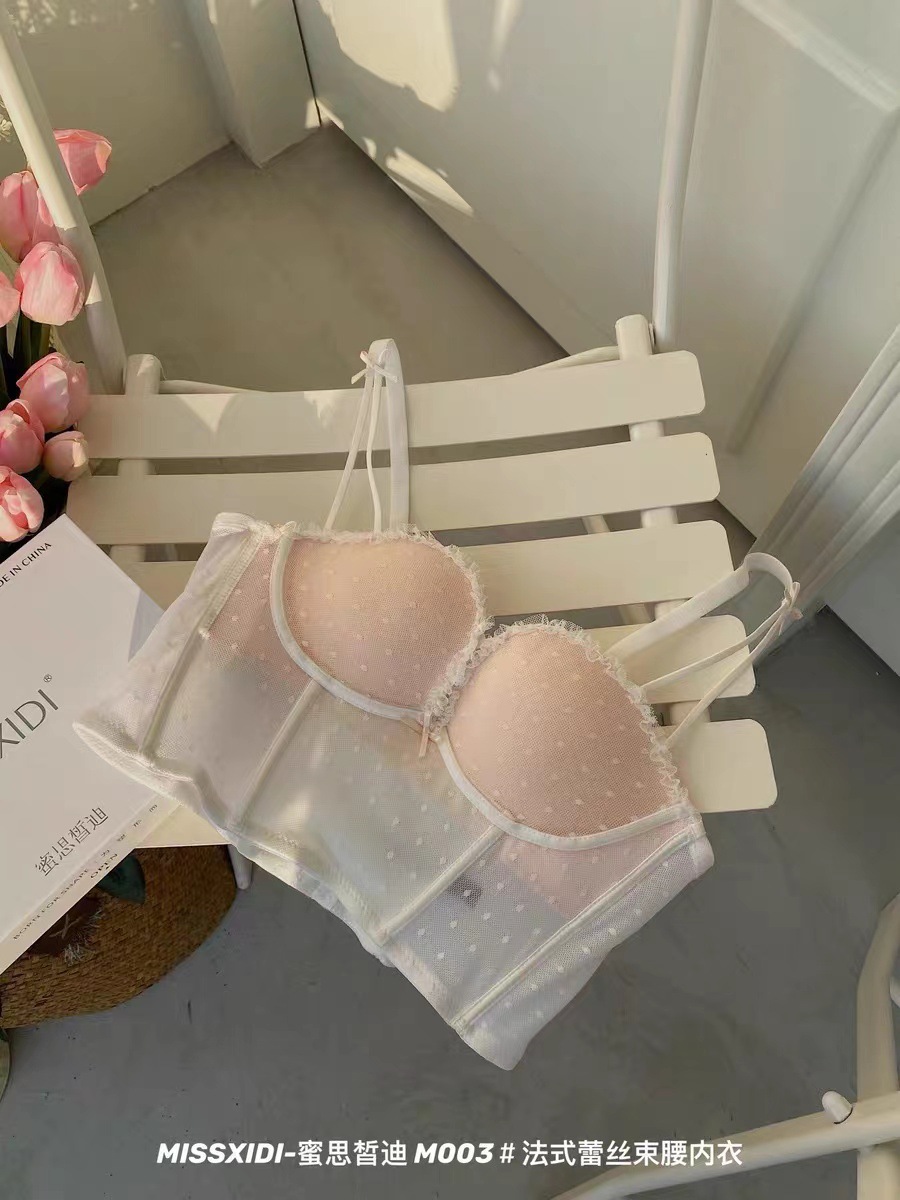 Vietnam Malasia nuevo pecho brillante pequeño push up ajustable medio grueso taza de algodón suave sujetador traje