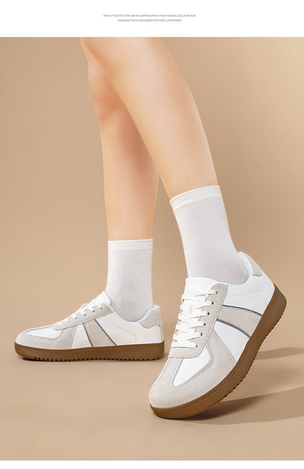 Giày sneaker da lì phối lưới form rộng mũi tròn, đế cao 3–5 cm, dây buộc, unisex — Trắng đen, Xám trắng, đen chi tiết 25