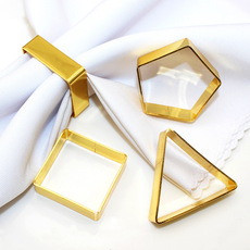 新品酒店餐具创意几何金属餐巾扣电镀餐巾环餐巾圈简约厂家批发