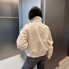 毒家现货正确版本原标AC家新品立领刺绣缎面拉链短款夹克外套女款