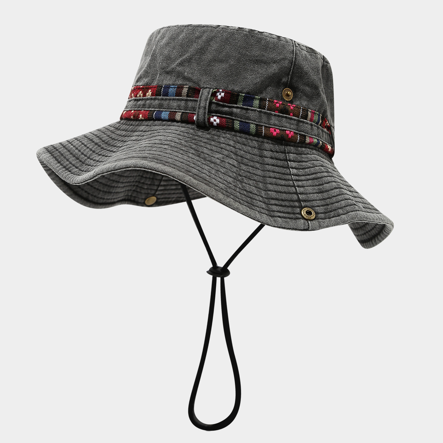 Sombrero de vaquero occidental para hombres y mujeres otoño nuevo deporte al aire libre ocio sombrero de pesca de montaña con cuerda de viento sombrero de sol marea