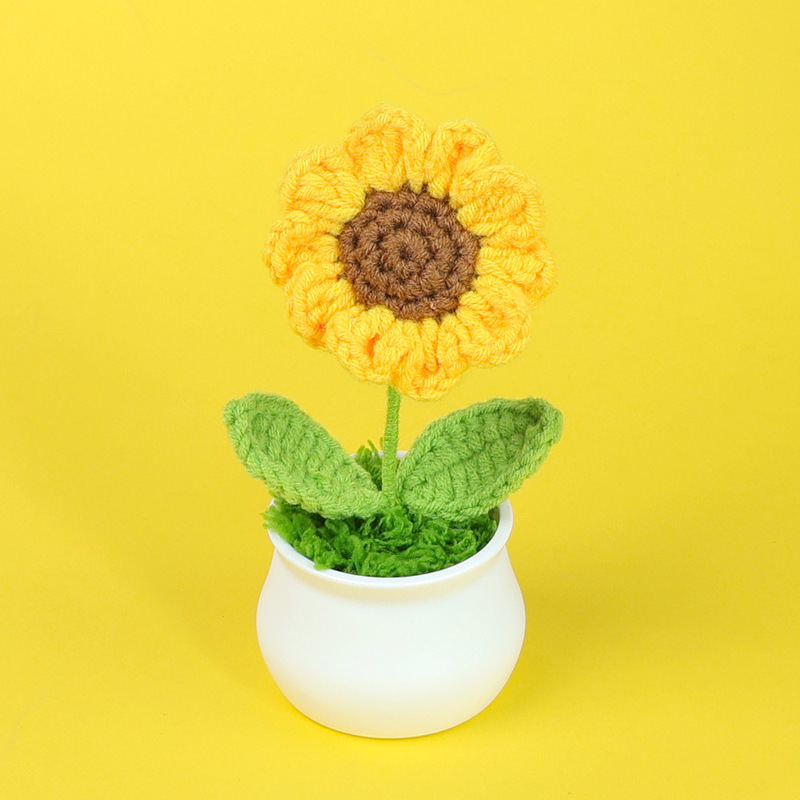 完成したウールひまわり鉢植えスズラン造花チューリップデスクトップ装飾品バレンタインデー教師クラスメートギフト|undefined