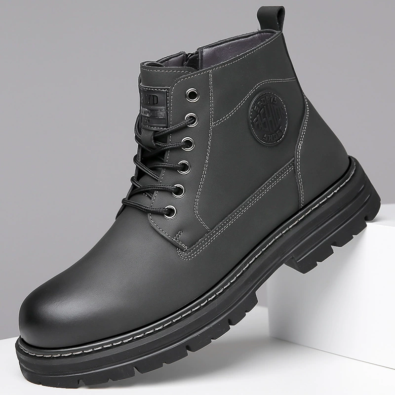 Ботинки Martin, мужские 2023, новая зимняя теплая кожаная обувь на флисовой подкладке, мужские ботинки, кожаная Высокая хлопковая обувь, мужская обувь