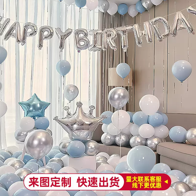 生日快乐场景布置装饰品气球道具装扮套装成人派对背景墙套餐批发