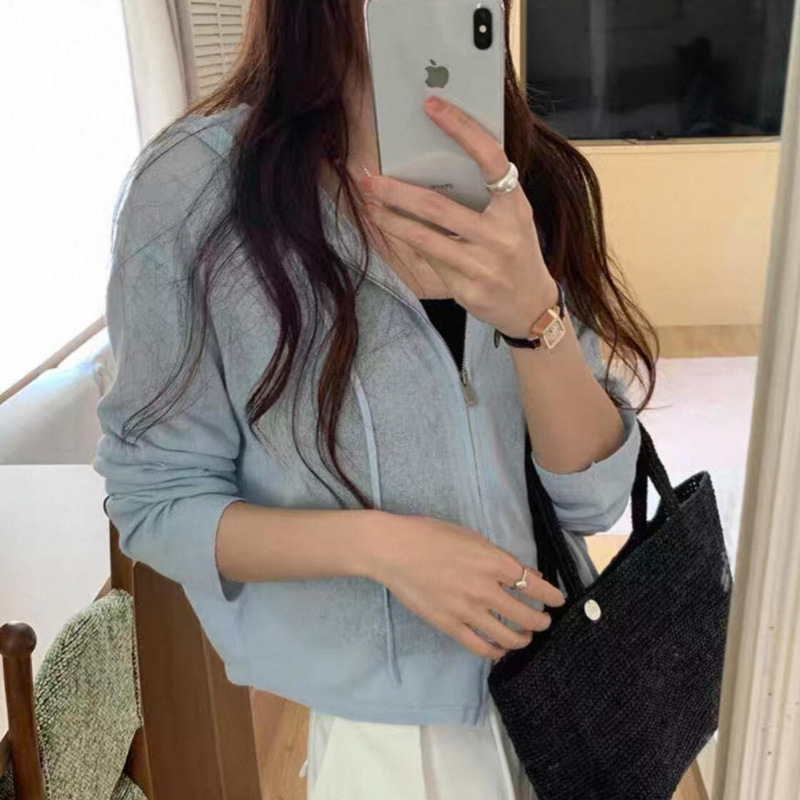 Imagine Sailormoon Summer Korean Style Simple and Versatile Slimming Look Sun Protection Hooded Knitted Cardigan for Women 88231