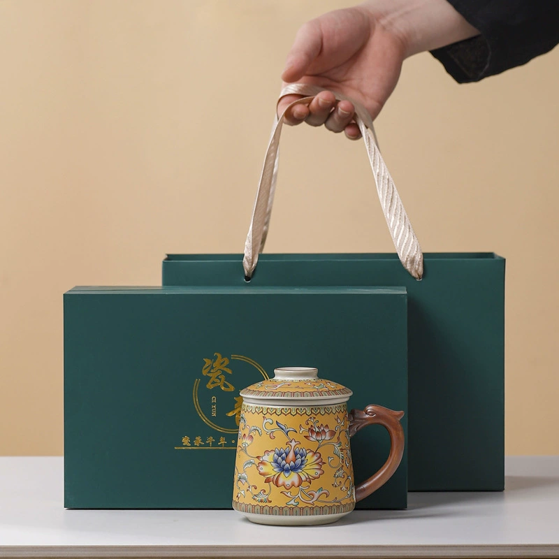 Эмалированная керамическая офисная чашка с фильтром, персональная чашка для чая, кружка с крышкой, чашка для воды, домашний подарок