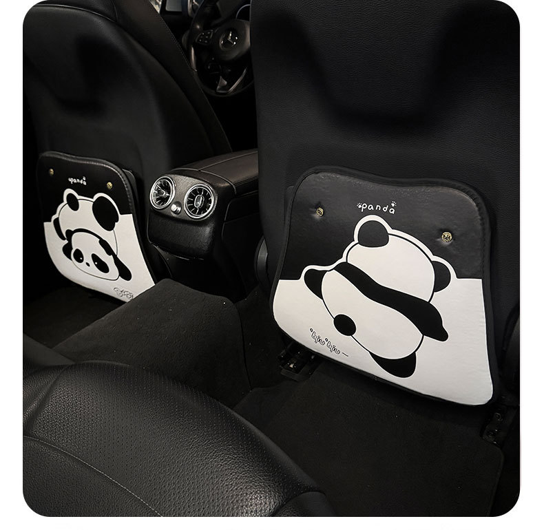 Car Seat Back Anti-Kick Pad for Women Cute Cartoon Panda Car Leather Seat Back Anti-Fouling Pad Cartoon Protective Pad