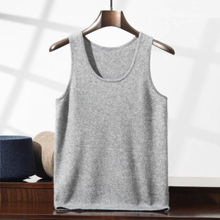 U-collar 12-stitch flat cashmere men's knitted camisole sleeveless inner comfortable skin-friendly pullover