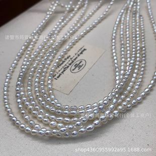 3-4mm Natural Freshwater Pearl Keshi-Shaped Necklace with High Luster, Versatile Collarbone Chain, Trendy and Popular on Instagram