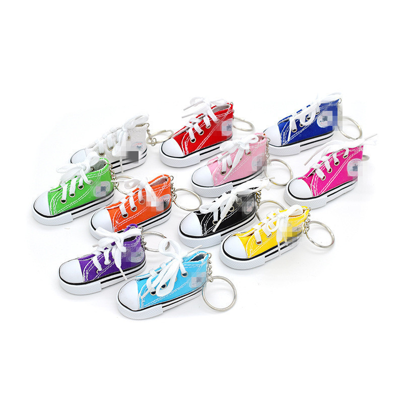 Canvas shoes keychain keyring fine print fashion shoes pendant simulation board shoes key chain wholesale gift