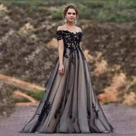 新娘结婚敬酒晚礼服黑色蕾丝绣花宴会连衣裙成人礼长款齐地裙优雅