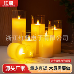大号玻璃电子蜡烛电镀遥控摇摆头款跨境LED亚克力仿真灯婚庆道具