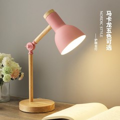 北欧台灯护眼寝室书桌大学生宿舍简约卧室床头灯少女马卡龙木头灯
