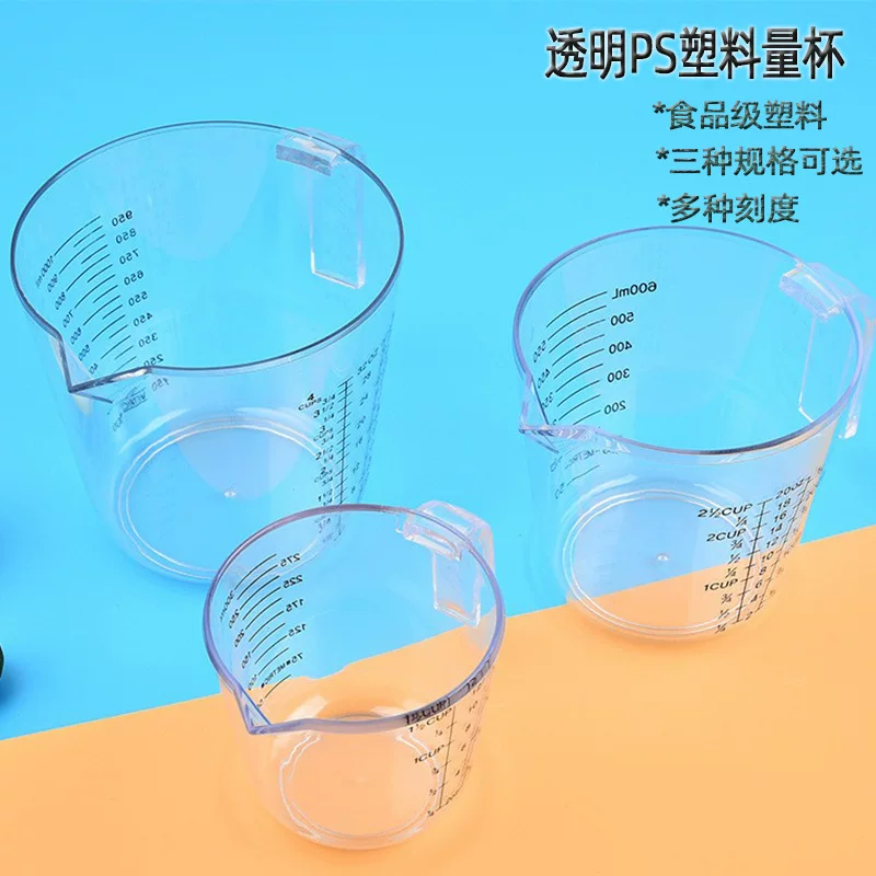 Plastic transparent small measuring cup scaled, 1000 ml